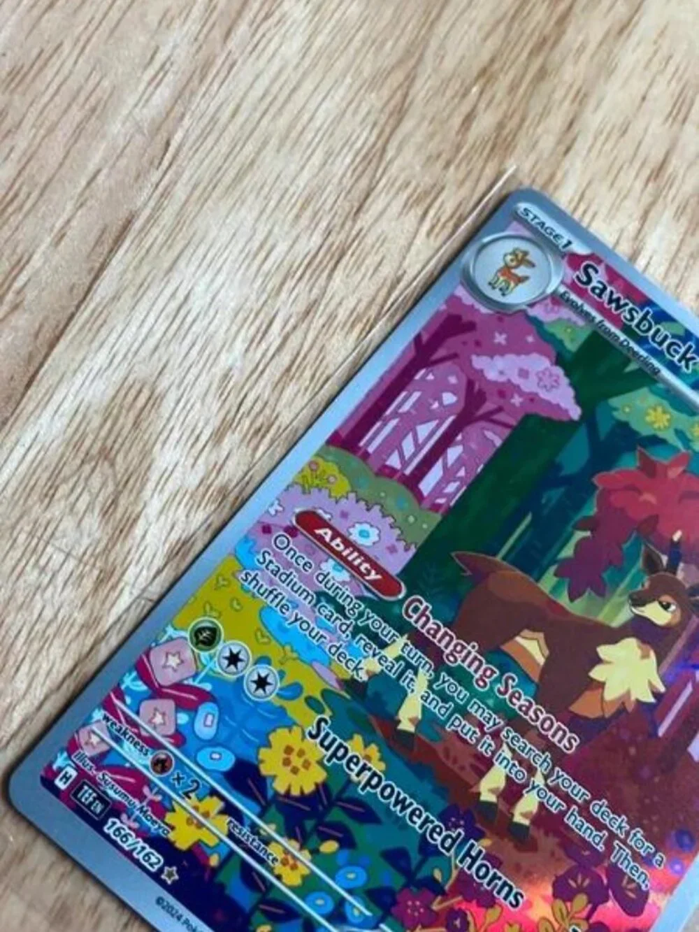 Pokemon Sawsbuck STAGE 1 Trading Card 166/162